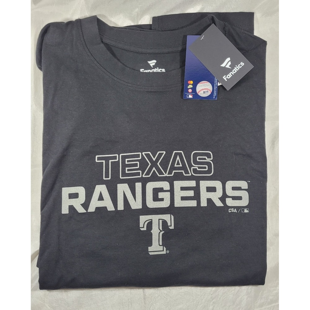Fanatics Men's MLB Texas Rangers 'T' Short Sleeve T-Shirt - Black - 3XL